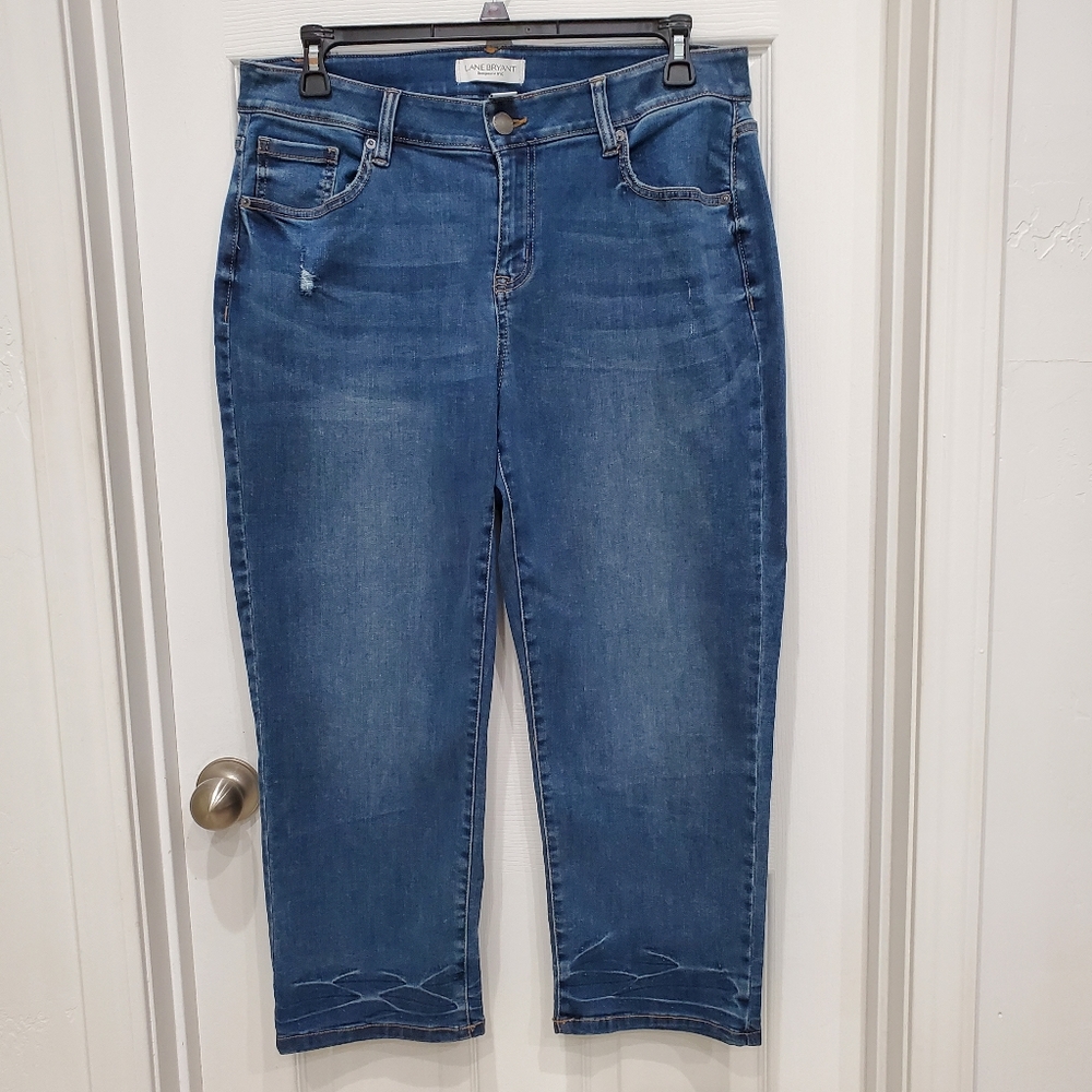Lane Bryant High Rise Essential Stretch Straight Crop Denim Jeans Size 16